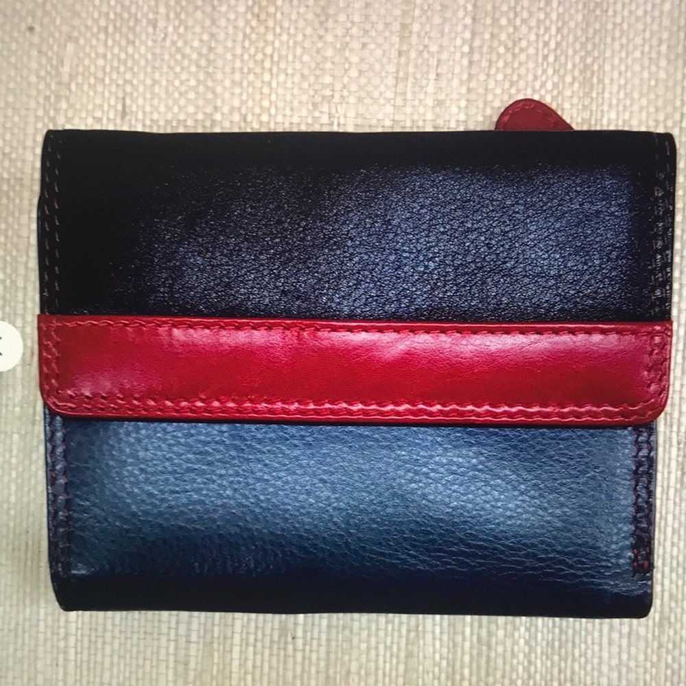 Black and Red Leather Men's Wallet - Classic Bifold